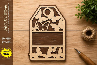 Butterfly Tag Frame Laser Cut SVG Design SVG Regulrcrative 