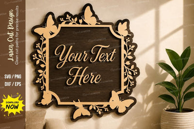 Butterfly Text Frame laser Cut svg Cutting file SVG Regulrcrative 