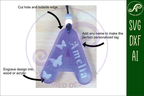 Butterfly theme tag letter designs keychain DIGITAL SVG SVG APInspireddesigns 