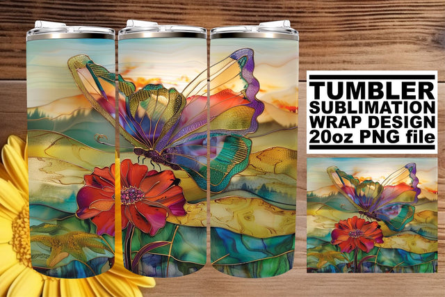 Butterfly Tumbler 3D Wrap Design Sublimation afrosvg 