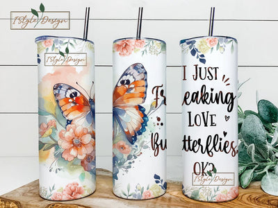 Butterfly Tumbler Cup Gifts For Women - Birthday Christmas Gifts For Butterfly Lovers - Butterfly Skinny Tumbler Wrap, 20oz Tumbler Sublimation Design Sublimation iStyleDesign 