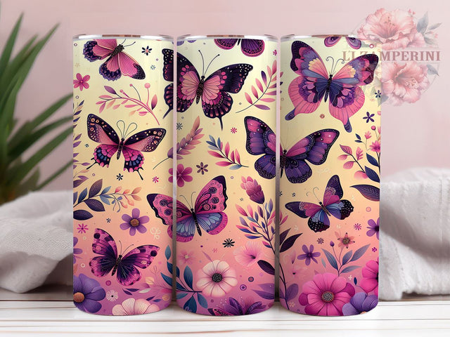 Butterfly Tumbler Design, Floral Tumbler, 20oz Tumbler, Sublimation PNG, Colorful Butterfly Drinkware, Flower and Butterfly Design, Nature Lover Gift, Spring Tumbler Sublimation Li Zamperini 