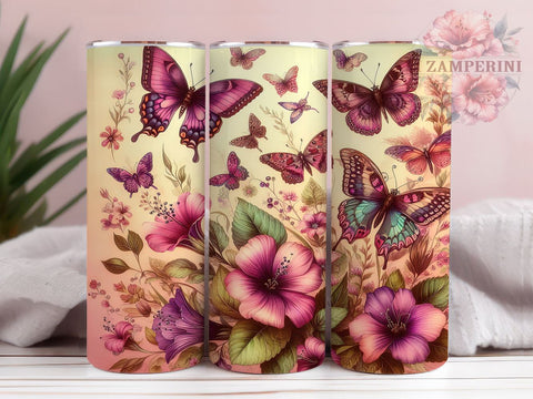 Butterfly Tumbler Design, Floral Tumbler, 20oz Tumbler, Sublimation PNG, Colorful Butterfly Drinkware, Flower and Butterfly Design, Nature Lover Gift, Spring Tumbler Sublimation Li Zamperini 