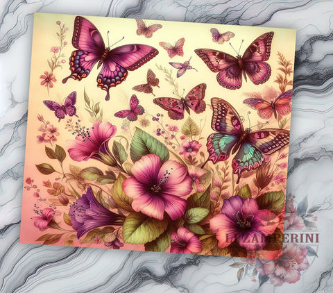 Butterfly Tumbler Design, Floral Tumbler, 20oz Tumbler, Sublimation PNG, Colorful Butterfly Drinkware, Flower and Butterfly Design, Nature Lover Gift, Spring Tumbler Sublimation Li Zamperini 