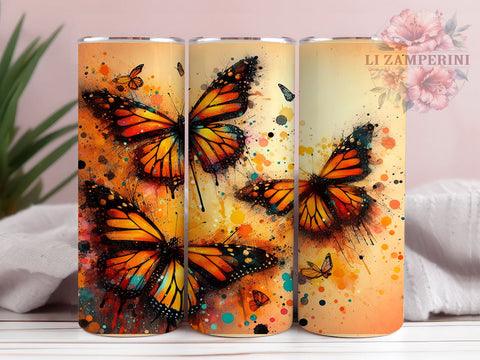 Butterfly Tumbler, Monarch Butterfly Design, Nature Drinkware, Sublimation PNG, 20oz Tumbler, Insect Art, Floral Tumbler, Butterfly Lover Gif Sublimation Li Zamperini 