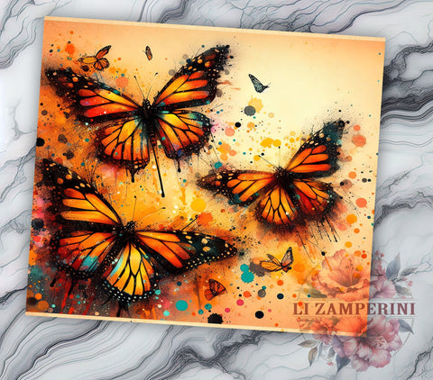 Butterfly Tumbler, Monarch Butterfly Design, Nature Drinkware, Sublimation PNG, 20oz Tumbler, Insect Art, Floral Tumbler, Butterfly Lover Gif Sublimation Li Zamperini 