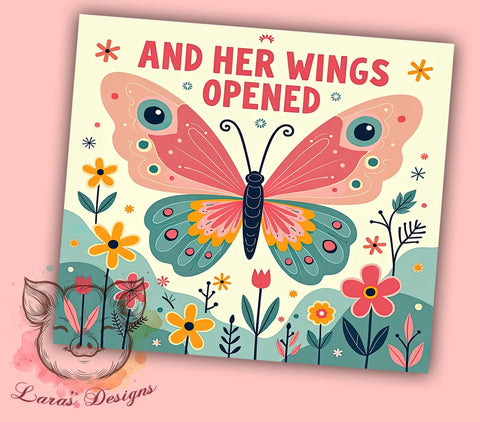 Butterfly Tumbler, Pastel Tumbler, Retro Design, Sublimation Wrap, 20oz Tumbler, Floral Tumbler, Groovy Style Sublimation Lara' s Designs 