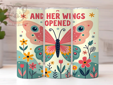 Butterfly Tumbler, Pastel Tumbler, Retro Design, Sublimation Wrap, 20oz Tumbler, Floral Tumbler, Groovy Style Sublimation Lara' s Designs 
