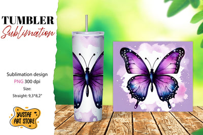 Butterfly tumbler. Summer sublimation design Sublimation Yustaf Art Store 