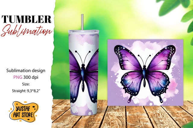 Butterfly tumbler. Summer sublimation design Sublimation Yustaf Art Store 