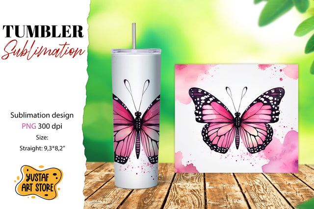 Butterfly tumbler. Summer sublimation design Sublimation Yustaf Art Store 