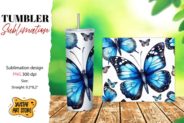 Butterfly tumbler. Summer sublimation design Sublimation Yustaf Art Store 