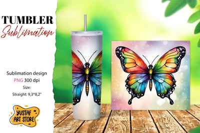 Butterfly tumbler. Summer sublimation design Sublimation Yustaf Art Store 