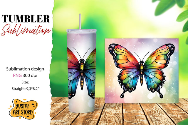 Butterfly tumbler. Summer sublimation design Sublimation Yustaf Art Store 