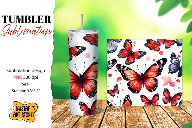 Butterfly tumbler. Summer sublimation design Sublimation Yustaf Art Store 