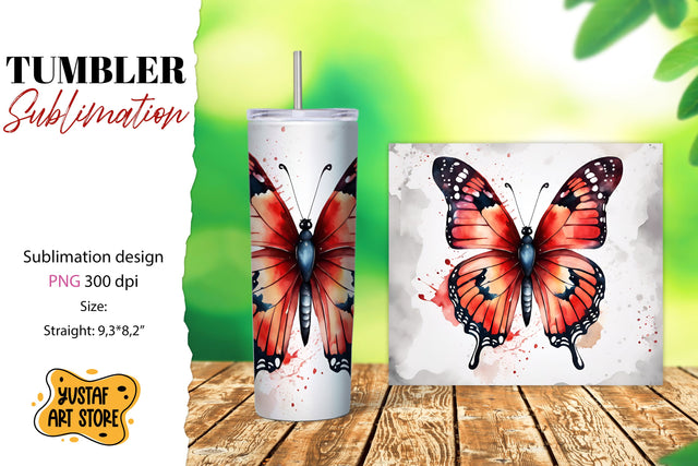 Butterfly tumbler. Summer sublimation design Sublimation Yustaf Art Store 