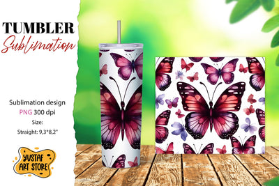 Butterfly tumbler. Summer sublimation design Sublimation Yustaf Art Store 