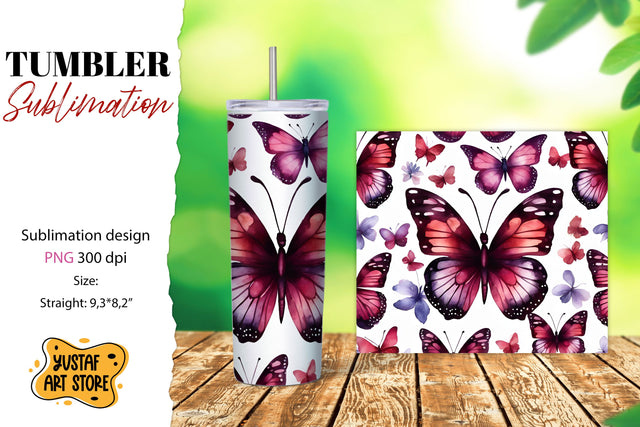 Butterfly tumbler. Summer sublimation design Sublimation Yustaf Art Store 