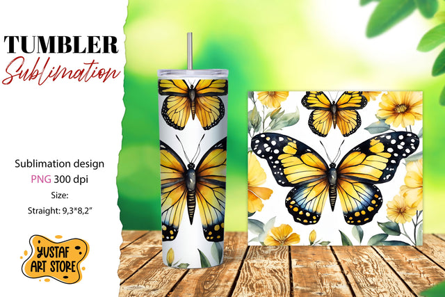 Butterfly tumbler. Summer sublimation design Sublimation Yustaf Art Store 