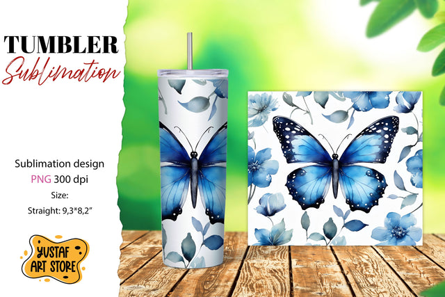 Butterfly tumbler. Summer sublimation design Sublimation Yustaf Art Store 