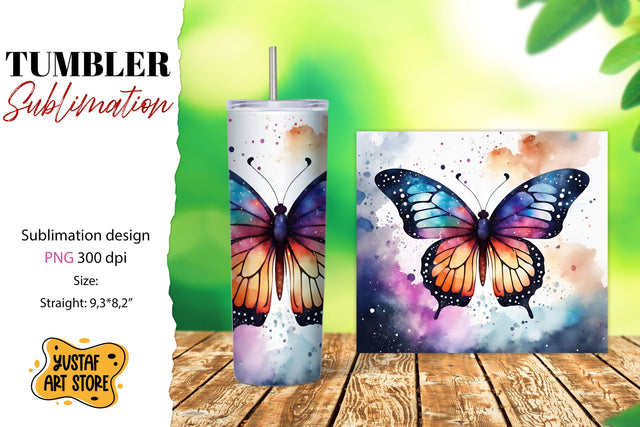 Butterfly tumbler. Summer sublimation design Sublimation Yustaf Art Store 