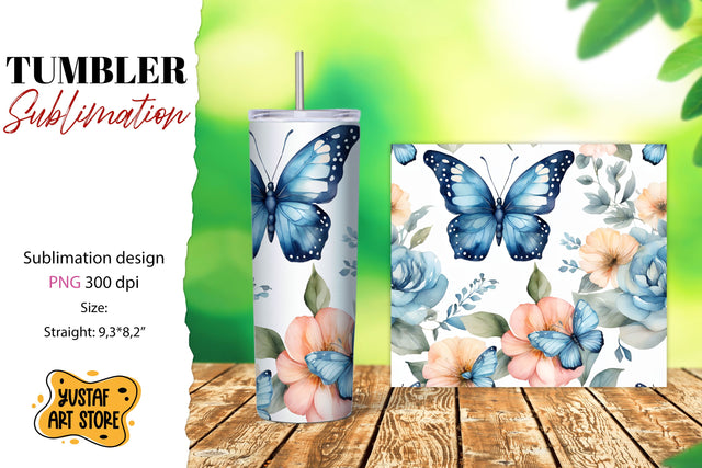 Butterfly tumbler. Summer sublimation design Sublimation Yustaf Art Store 