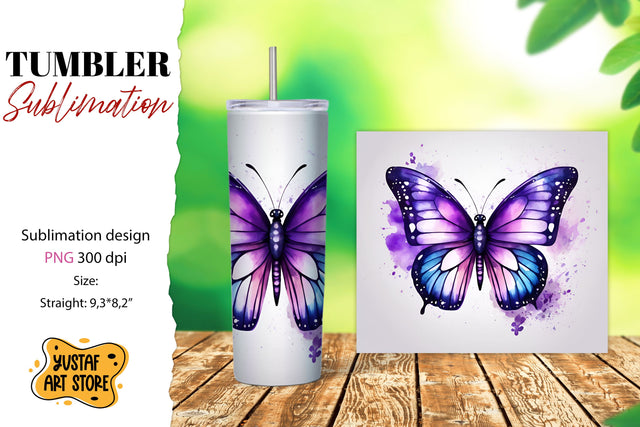 Butterfly tumbler. Summer sublimation design Sublimation Yustaf Art Store 
