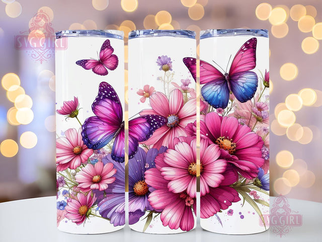 Butterfly Tumbler Wrap 20 oz Flowers Seamless Sublimation Design, Butterfly Tumbler PNG, Purple Seamless Sublimation Design Instant Digital Download Sublimation SvggirlplusArt 