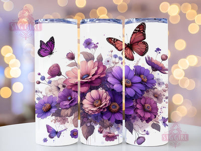 Butterfly Tumbler Wrap 20 oz Flowers Seamless Sublimation Design, Butterfly Tumbler PNG, Purple Seamless Sublimation Design Instant Digital Download Sublimation SvggirlplusArt 