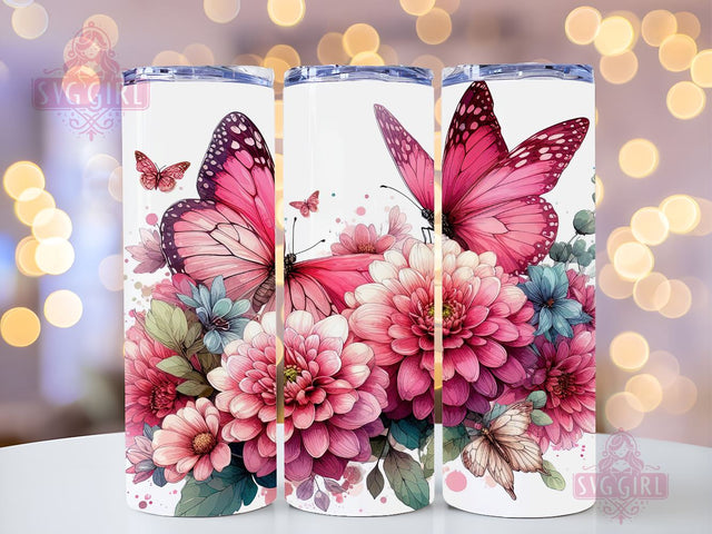 Butterfly Tumbler Wrap 20 oz Flowers Seamless Sublimation Design, Butterfly Tumbler PNG, Purple Seamless Sublimation Design Instant Digital Download Sublimation SvggirlplusArt 