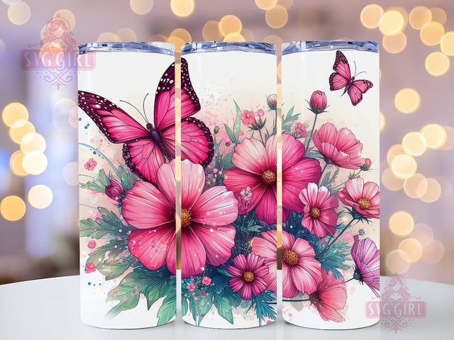 Butterfly Tumbler Wrap 20 oz Flowers Seamless Sublimation Design, Butterfly Tumbler PNG, Purple Seamless Sublimation Design Instant Digital Download Sublimation SvggirlplusArt 