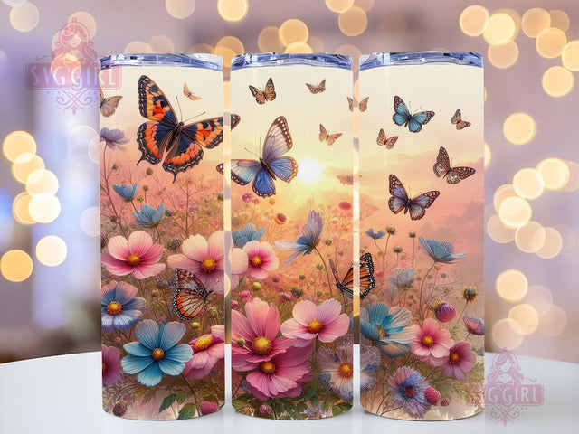 Butterfly Tumbler Wrap 20 oz Flowers Seamless Sublimation Design Instant Digital Download Sublimation SvggirlplusArt 