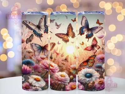 Butterfly Tumbler Wrap 20 oz Flowers Seamless Sublimation Design Instant Digital Download Sublimation SvggirlplusArt 