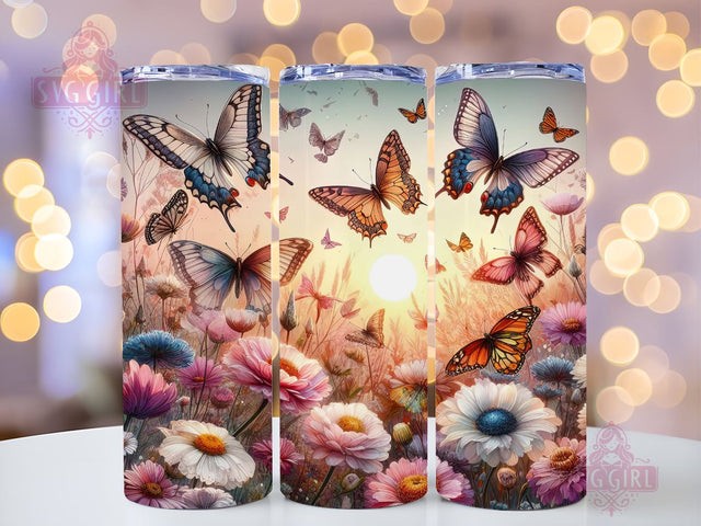 Butterfly Tumbler Wrap 20 oz Flowers Seamless Sublimation Design Instant Digital Download Sublimation SvggirlplusArt 