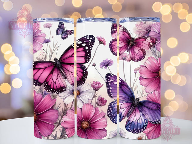 Butterfly Tumbler Wrap 20 oz Flowers Seamless Sublimation Design Instant Digital Download Sublimation SvggirlplusArt 