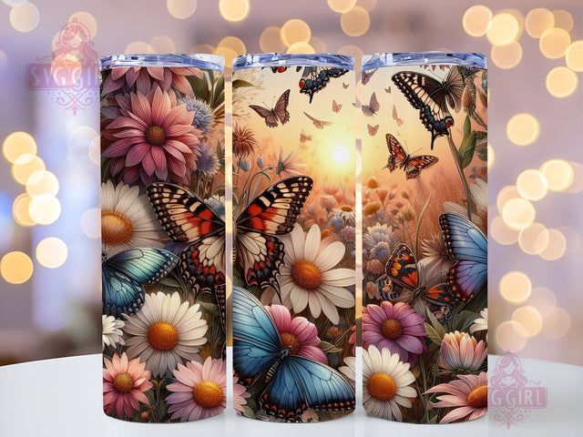 Butterfly Tumbler Wrap 20 oz Flowers Seamless Sublimation Design Instant Digital Download Sublimation SvggirlplusArt 