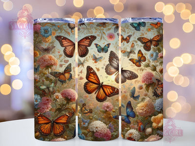 Butterfly Tumbler Wrap 20 oz Flowers Seamless Sublimation Design Instant Digital Download Sublimation SvggirlplusArt 
