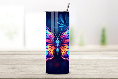 Butterfly Tumbler Wrap, 20oz Skinny Tumbler Sublimation, Colorful Butterfly Tumbler Wrap, Sublimation PNG design Sublimation FloridPrintables 
