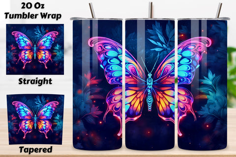 Butterfly Tumbler Wrap, 20oz Skinny Tumbler Sublimation, Colorful Butterfly Tumbler Wrap, Sublimation PNG design Sublimation FloridPrintables 