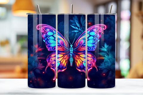 Butterfly Tumbler Wrap, 20oz Skinny Tumbler Sublimation, Colorful Butterfly Tumbler Wrap, Sublimation PNG design Sublimation FloridPrintables 