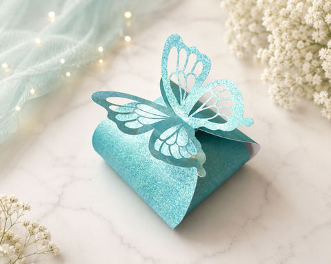 Butterfly Twist Box SVG - No Glue Gift Box Template - Interlocking Gift Box Template for Cricut - Bridal Shower & Wedding Favor Packaging SVG DreamingSVG 