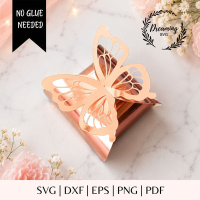 Butterfly Twist Box SVG - No Glue Gift Box Template - Interlocking Gift Box Template for Cricut - Bridal Shower & Wedding Favor Packaging SVG DreamingSVG 