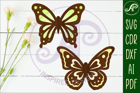 Butterfly two layer laser cut outs SVG file d4 SVG APInspireddesigns 