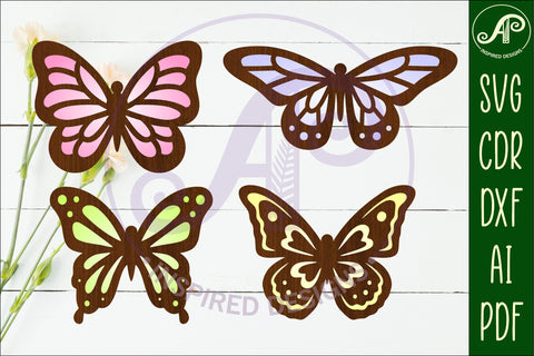 Butterfly two layer laser cut outs SVG file d4 SVG APInspireddesigns 