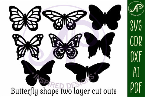 Butterfly two layer laser cut outs SVG file d4 SVG APInspireddesigns 