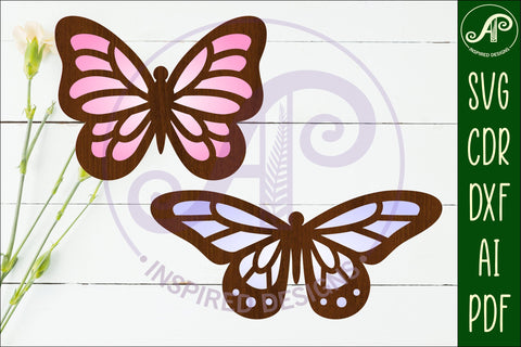 Butterfly two layer laser cut outs SVG file d4 SVG APInspireddesigns 