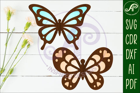 Butterfly two layer laser cut outs SVG file d5 SVG APInspireddesigns 
