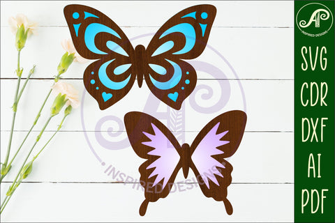 Butterfly two layer laser cut outs SVG file d5 SVG APInspireddesigns 