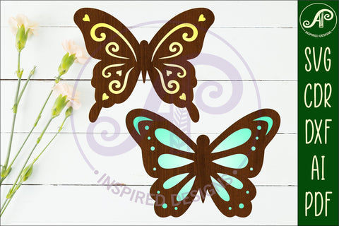 Butterfly two layer laser cut outs SVG file d6 SVG APInspireddesigns 