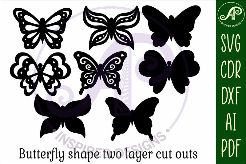Butterfly two layer laser cut outs SVG file d6 - So Fontsy